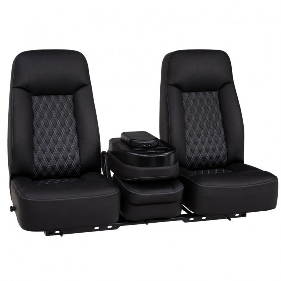 Qualitex Essence 40-20-40 Truck Bench Seat, Fold-Forward & Recline Backs, Flip-Up Center Console w/ Storage, Fabric, Vinyl, or Leather, 20+ Colors