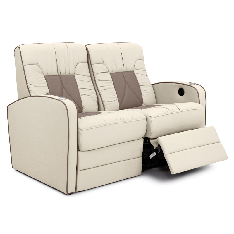 Qualitex De Leon RV Loveseat Recliner, Ultimate Leather, Two-Tone, Manual Recline