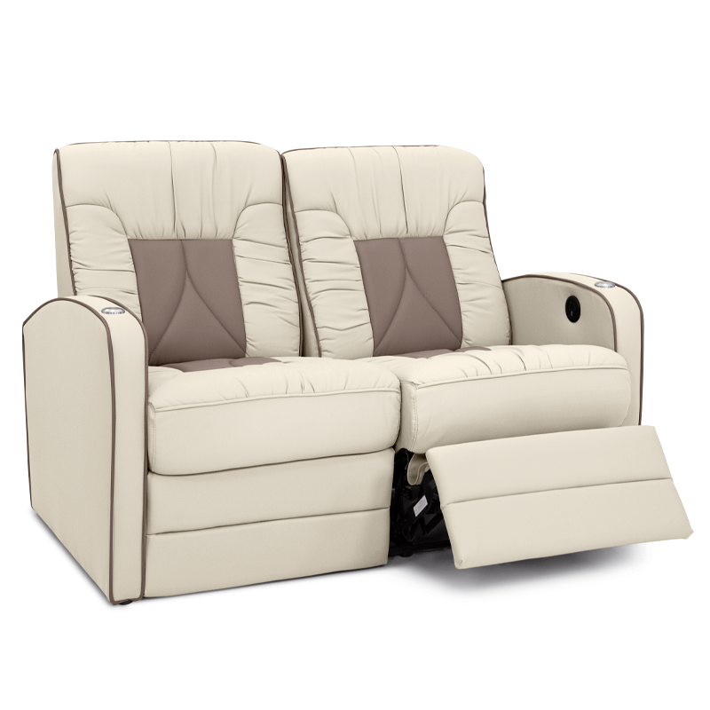 Qualitex De Leon RV Loveseat Recliner, Ultimate Leather, Two-Tone, Manual Recline