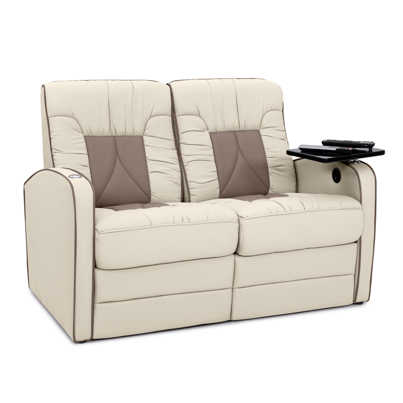 Qualitex De Leon RV Loveseat Recliner, Ultimate Leather, Two-Tone, Manual Recline