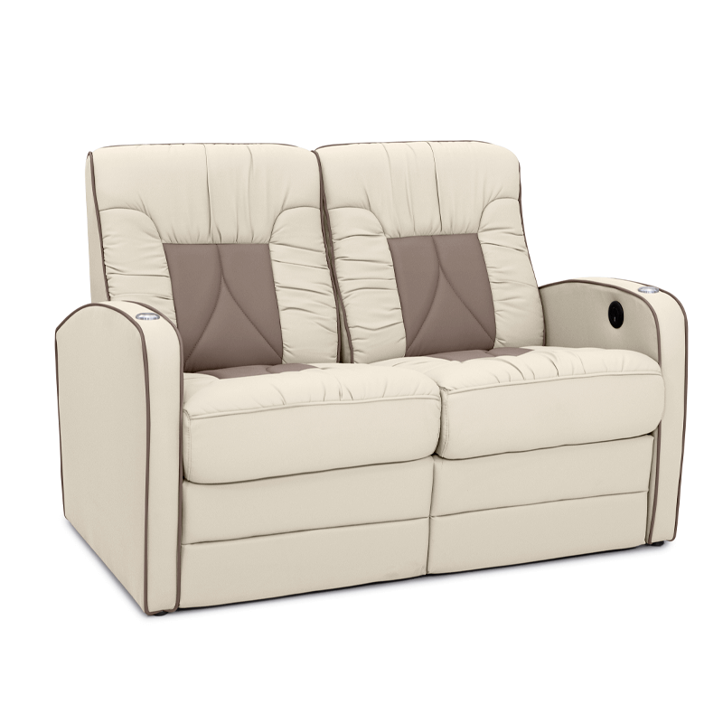 Qualitex De Leon RV Loveseat Recliner, Ultimate Leather, Two-Tone, Manual Recline