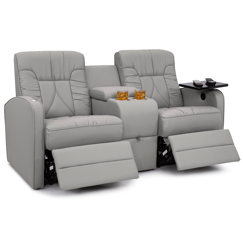 Qualitex De Leon RV Loveseat w/ Storage Console, Ultimate Leather, Manual Recline, Fawn