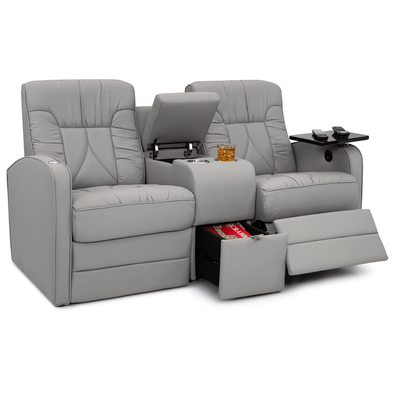 Qualitex De Leon RV Loveseat w/ Storage Console, Ultimate Leather, Manual Recline, Fawn