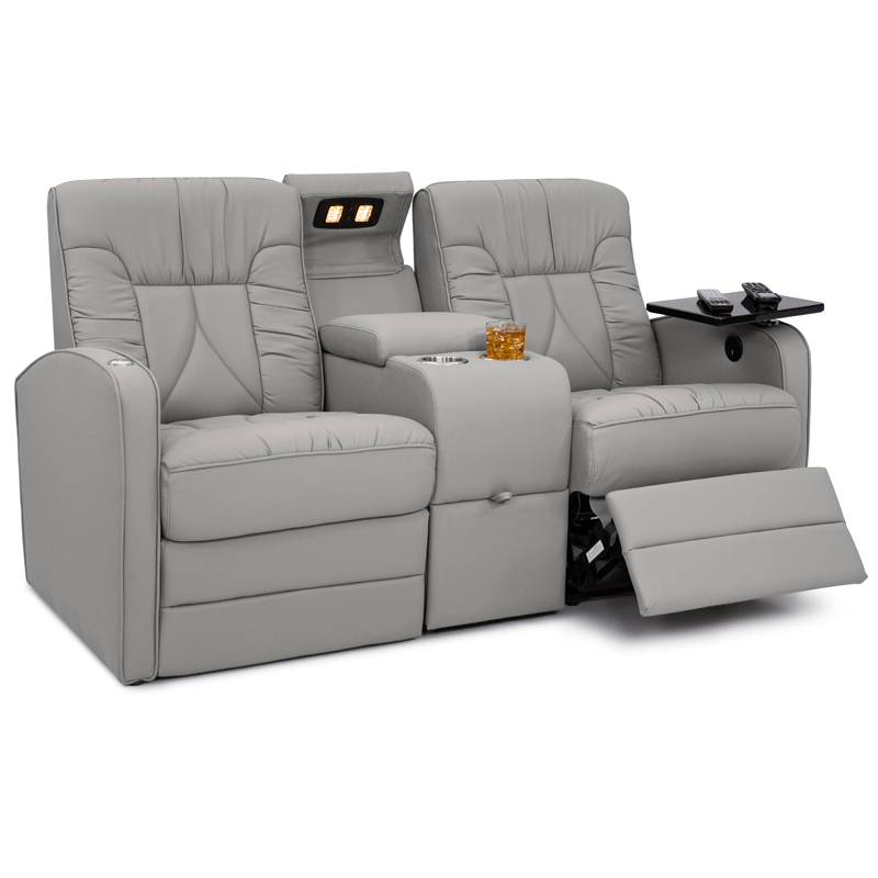 Qualitex De Leon RV Loveseat w/ Storage Console, Ultimate Leather, Manual Recline, Fawn