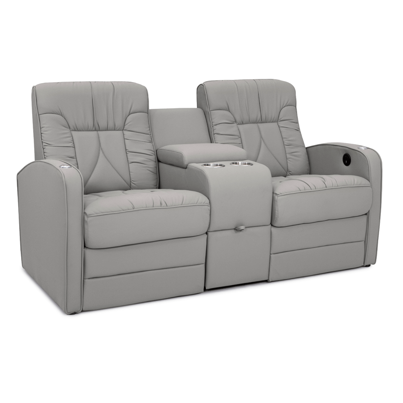 Qualitex De Leon RV Loveseat w/ Storage Console, Ultimate Leather, Manual Recline, Fawn