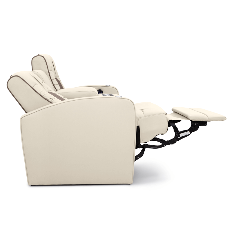 Qualitex De Leon RV Loveseat w/ Storage Console, Ultimate Leather, Two-Tone, Power Recline