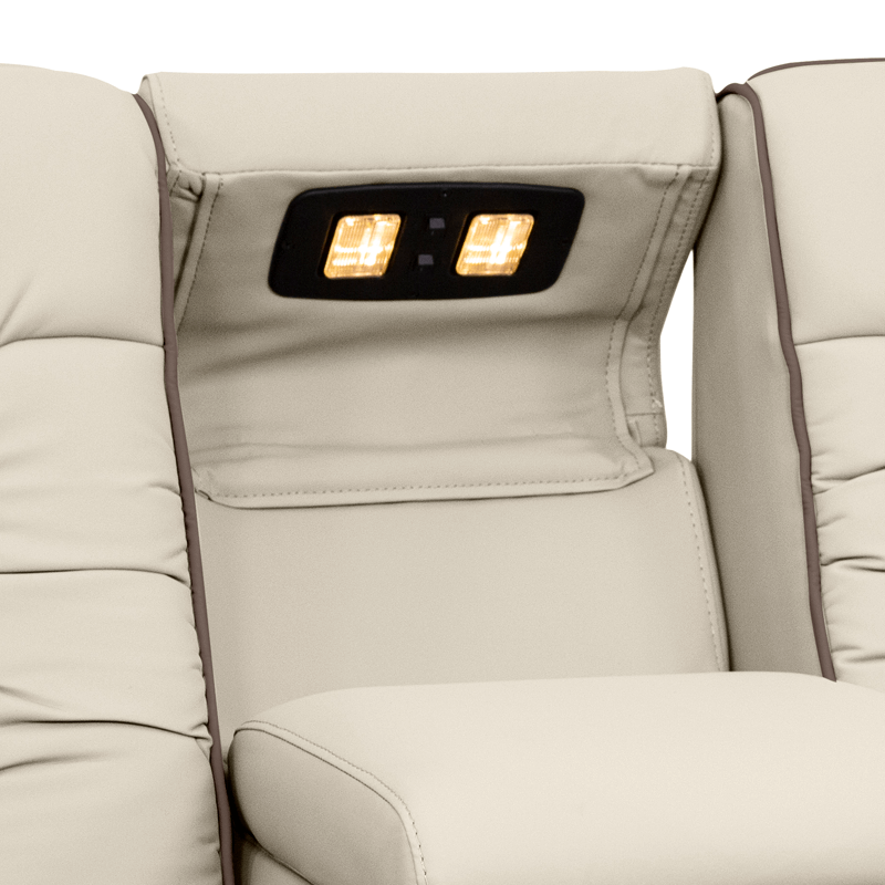 Qualitex De Leon RV Loveseat w/ Storage Console, Ultimate Leather, Two-Tone, Power Recline