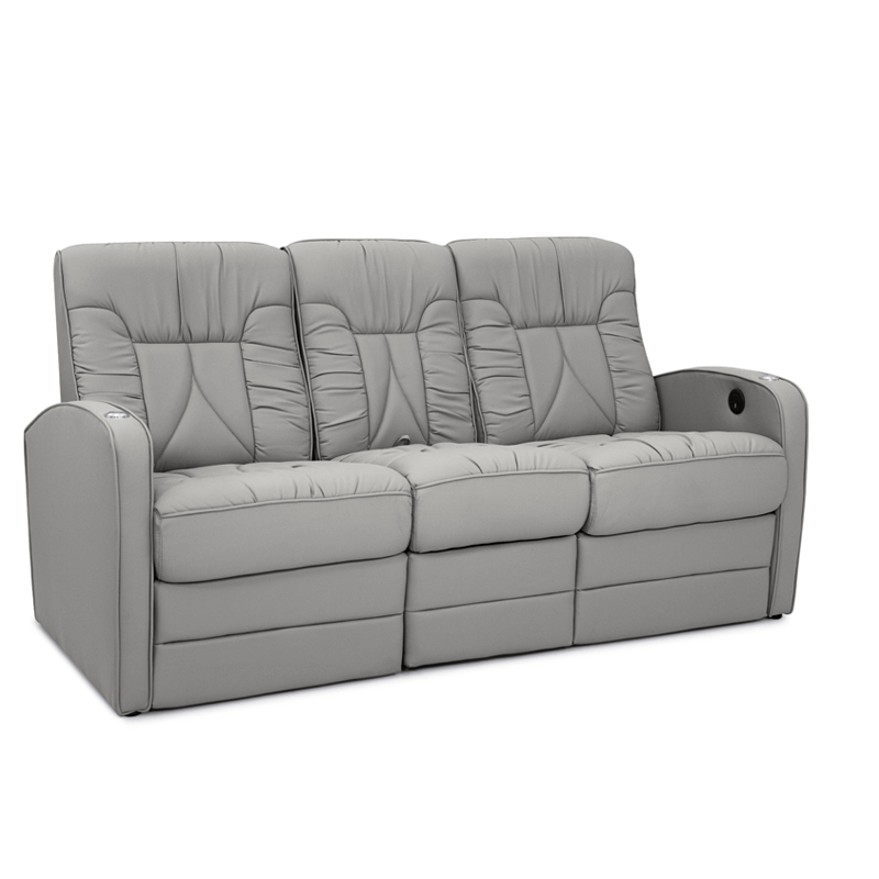 Qualitex De Leon RV Double Recliner Sofa, Ultimate Leather, Power Recline, Cloud Gray
