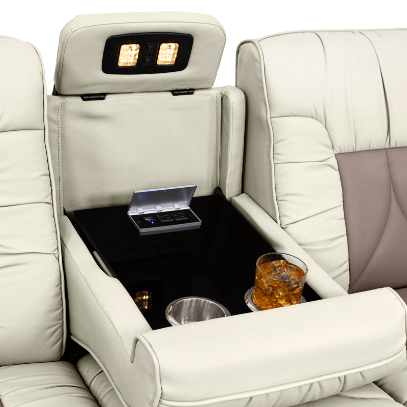 Qualitex De Leon RV Double Recliner Sofa, Ultimate Leather, Power Recline