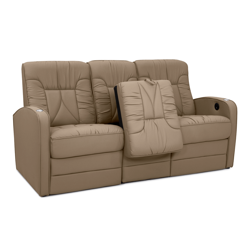 Qualitex De Leon RV Double Recliner Sofa, Ultimate Leather, Manual Recline, Fawn 