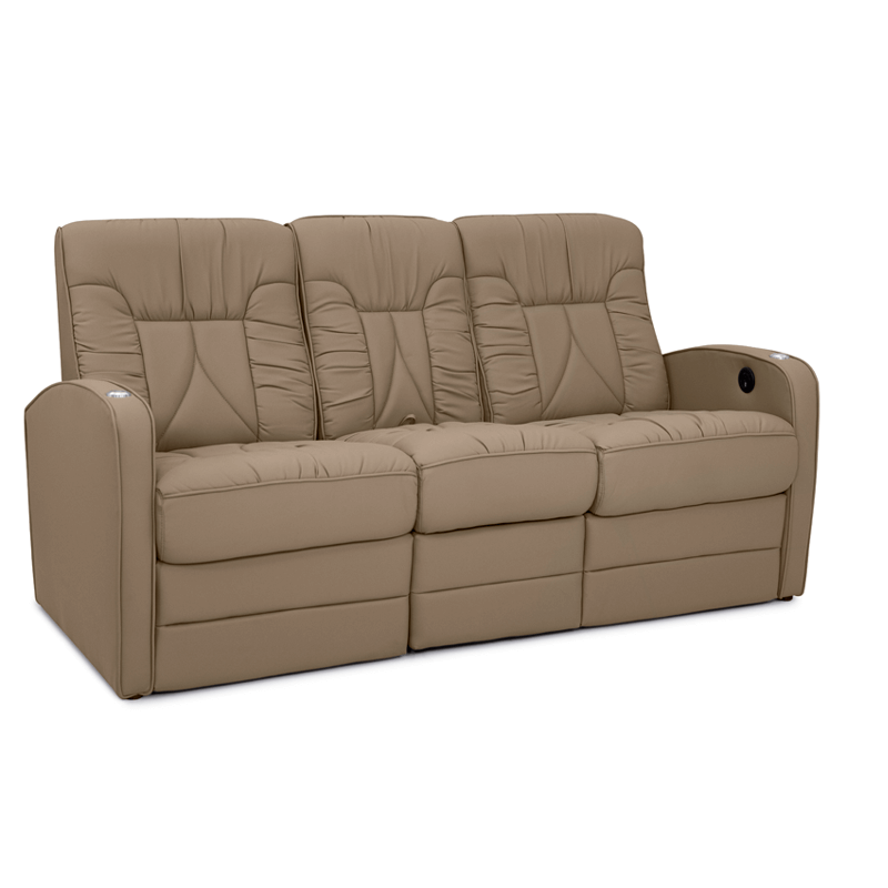Qualitex De Leon RV Double Recliner Sofa, Ultimate Leather, Manual Recline, Fawn 