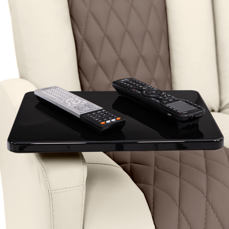 Qualitex Monument RV Double Recliner Sofa, Ultimate Leather, Powered Headrest, Heat & Massage, Power Recline