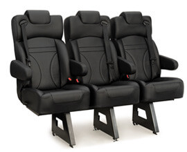 Qualitex Sprinter VIP Passenger Van 3-Seat Replacement Row Kit (2007-2018, & 2019+), 66.75" Wide, Ultimate Leather