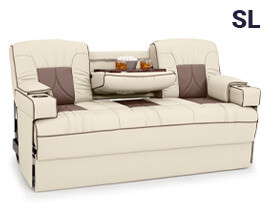 Qualitex De Leon Console SL RV Sofa Bed, Two-Tone, 68" or 74" Wide, Ultimate Leather