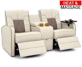 Qualitex De Leon RV Loveseat w/ Storage Console, Ultimate Leather, Two-Tone, Heat & Massage, Power Recline