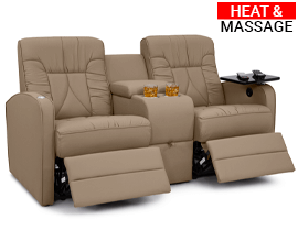 Qualitex De Leon RV Loveseat w/ Storage Console, Ultimate Leather, Heat & Massage, Power Recline