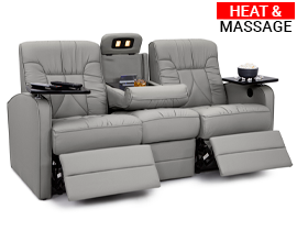 Qualitex De Leon RV Double Recliner Sofa, Ultimate Leather, Heat & Massage, Power Recline