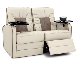 Qualitex De Leon RV Loveseat Recliner, Ultimate Leather, Two-Tone, Manual Recline