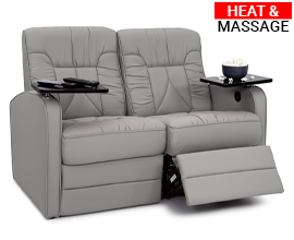 Qualitex De Leon RV Loveseat Recliner, Ultimate Leather, Heat & Massage, Power Recline
