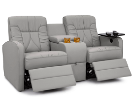 Qualitex De Leon RV Loveseat w/ Storage Console, Ultimate Leather, Manual Recline, Fawn