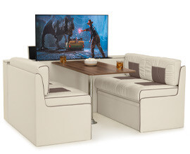 Qualitex De Leon TV Lift Cabinet RV Dinette, Bed with Storage, 48", 52" or 56" Wide, Two-Tone, Ultimate Leather