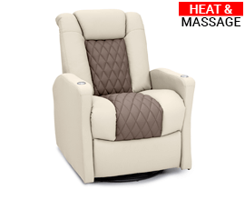Qualitex Monument RV Swivel Recliner, Ultimate Leather, Powered Headrest, Heat & Massage, Power Recline