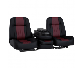 Qualitex American Classic Low Back 40-20-40 Truck Bench Seat, Black & Garnet Two-Tone, Vinyl