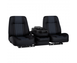 Qualitex American Classic Low Back 40-20-40 Truck Bench Seat, Black & Blue Two-Tone, Leather