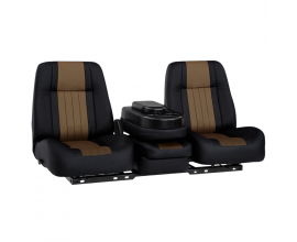 Qualitex American Classic Low Back 40-20-40 Truck Bench Seat, Black & Tan Two-Tone, Leather