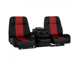 Qualitex American Classic Low Back 40-20-40 Truck Bench Seat, Black & Red Two-Tone, Vinyl