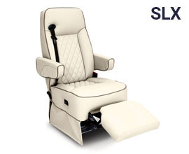 Qualitex Gravitas SLX Ford Transit Captain Chairs, Integrated Seatbelt, Power Legrest, Two Tone, Ultimate Leather
