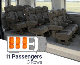 Qualitex Sprinter VIP Cargo Van Seat (2007-2018, & 2019+), 11 Passengers, 3 Rows, Short Wheel Base, Ultimate Leather