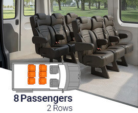 Qualitex Sprinter VIP Cargo Van Seat (2007-2018, & 2019+), 8 Passengers, 2 Rows, Short Wheel Base, Ultimate Leather