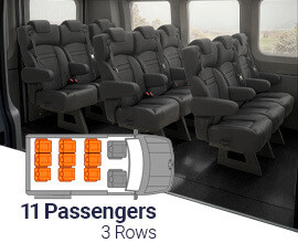 Qualitex Sprinter VIP Passenger Van Seat (2007-2018, & 2019+), 11 Passengers, 3 Rows, Short Wheel Base, Ultimate Leather