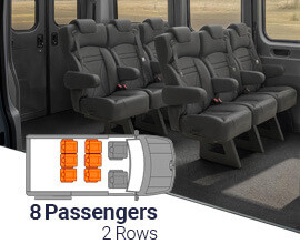 Qualitex Sprinter VIP Passenger Van Seat (2007-2018, & 2019+), 8 Passengers, 2 Rows, Short Wheel Base, Ultimate Leather