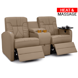 Qualitex De Leon RV Loveseat w/ Storage Console, Ultimate Leather, Heat & Massage, Power Recline