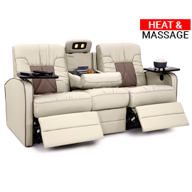 Qualitex De Leon RV Double Recliner, Ultimate Leather, Two-Tone, Heat & Massage, Power Recline