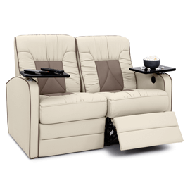 Qualitex De Leon RV Loveseat Recliner, Ultimate Leather, Two-Tone, Manual Recline