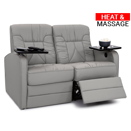 Qualitex De Leon RV Loveseat Recliner, Ultimate Leather, Heat & Massage, Power Recline