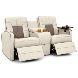 Qualitex De Leon RV Loveseat w/ Storage Console, Ultimate Leather, Two-Tone, Manual Recline
