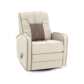 Qualitex De Leon RV Swivel Recliner, Ultimate Leather, Two-Tone, Manual Recline