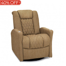 Qualitex Monument RV Swivel Recliner, Powered Headrest, Power Recline, Fawn