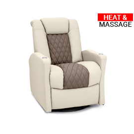 Qualitex Monument RV Swivel Recliner, Ultimate Leather, Powered Headrest, Heat & Massage, Power Recline