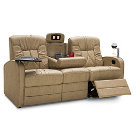 Qualitex De Leon RV Double Recliner Sofa, Manual Recline, Fawn