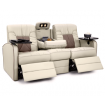 Qualitex De Leon RV Double Recliner Sofa, Ultimate Leather, Two-Tone, Manual Recline
