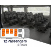 Qualitex Sprinter VIP Cargo Van Seat (2007-2018, & 2019+), 12 Passengers, 4 Rows, Long Wheel Base, Ultimate Leather