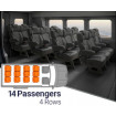 Qualitex Sprinter VIP Cargo Van Seat (2007-2018, & 2019+), 14 Passengers, 4 Rows, Long Wheel Base, Ultimate Leather