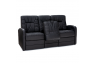 Qualitex De Leon RV Double Recliner Sofa, Ultimate Leather, Power Recline, Midnight Black