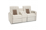 Qualitex De Leon RV Loveseat w/ Storage Console, Ultimate Leather, Power Recline, Macadamia & Desert Taupe