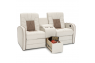 Qualitex De Leon RV Loveseat w/ Storage Console, Ultimate Leather, Power Recline, Macadamia & Desert Taupe